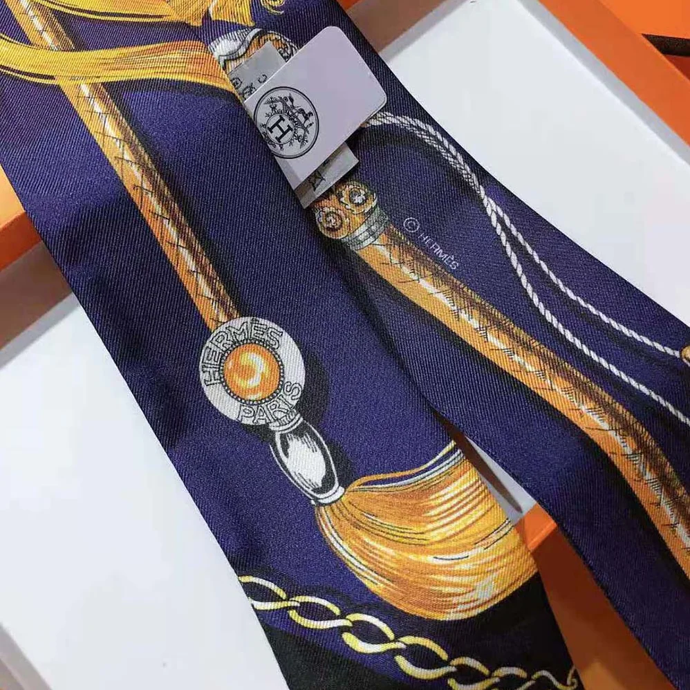 Hermes Cavalcades Twilly for Women in Navy Hermes Cavalcades Twilly for Women in Navy
