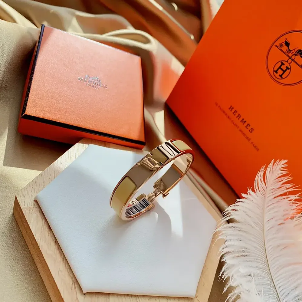 Hermes Clic H Bracelet for Unisex in Yellow