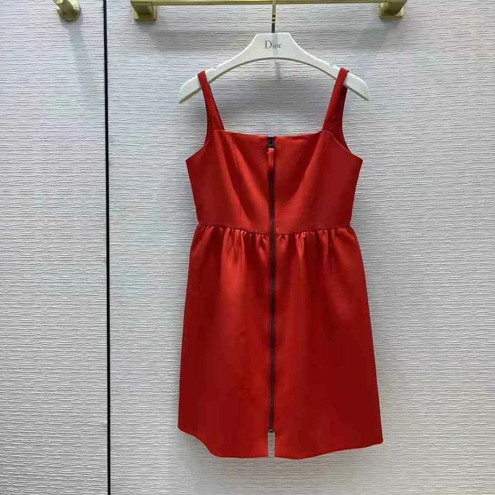 Dior Short Zipped Dress Red Double for Women in Sided Wool Dior Short Zipped Dress Red Double for Women in Sided Wool