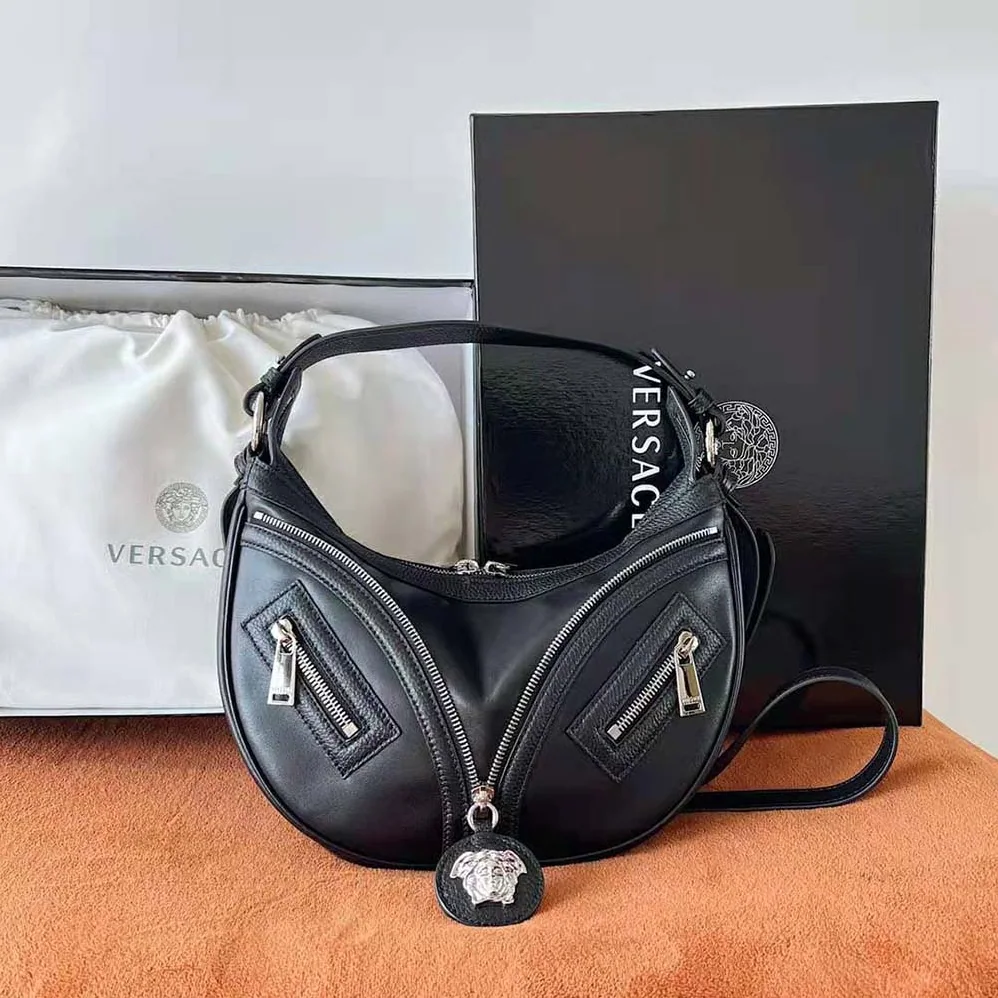 Versace Repeat Small Hobo Bag in Black for Women Versace Repeat Small Hobo Bag in Black for Women