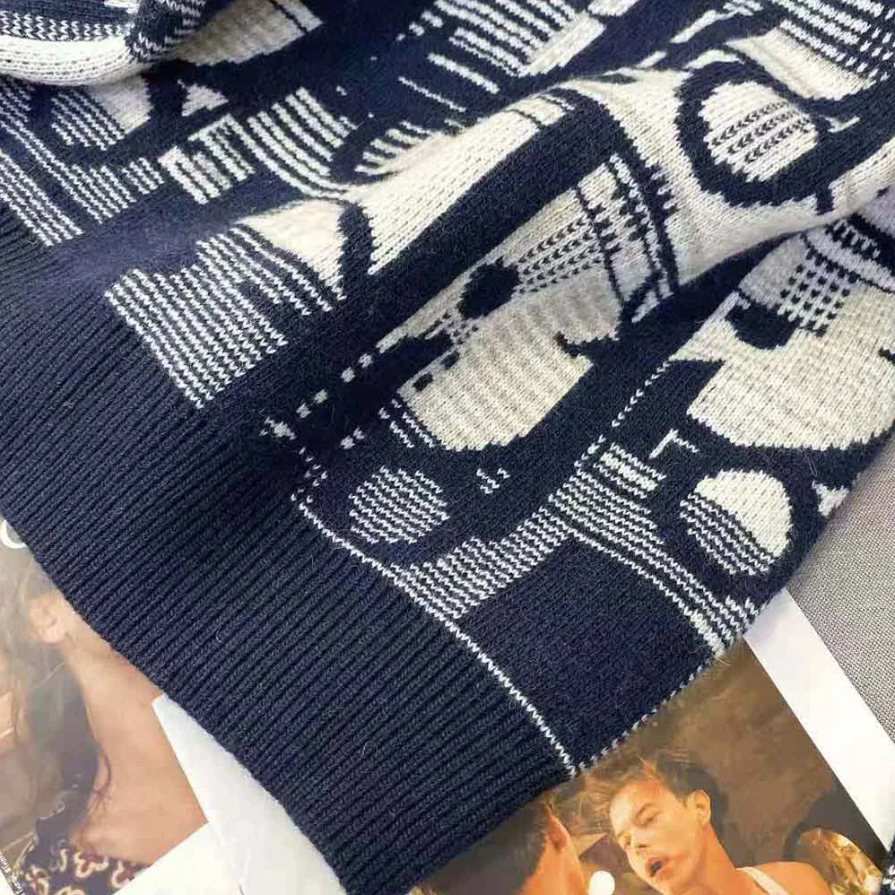 Dior Oblique Sweater with Tartan Motif Gray Wool Jacquard for Men