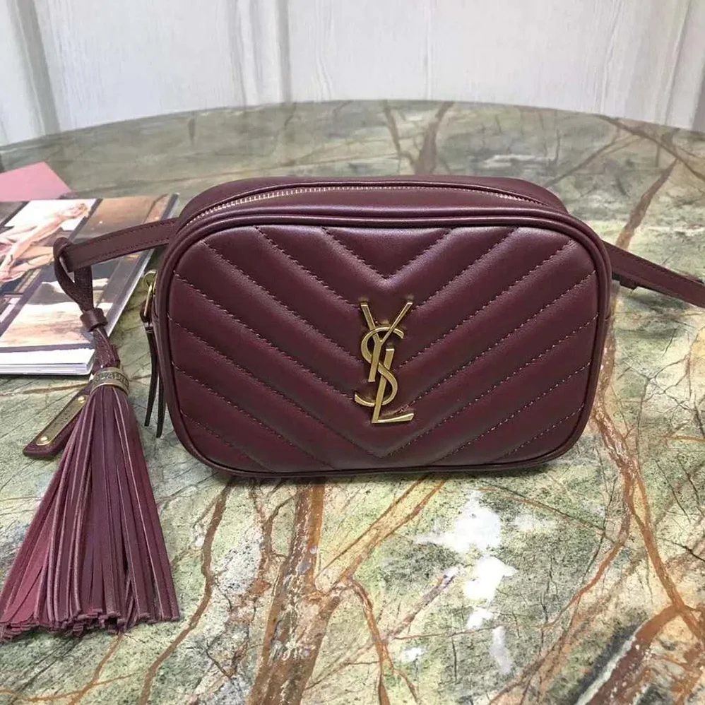 Saint Laurent YSL Lou Camera Bag Matelasse Leather for Women in Maroon