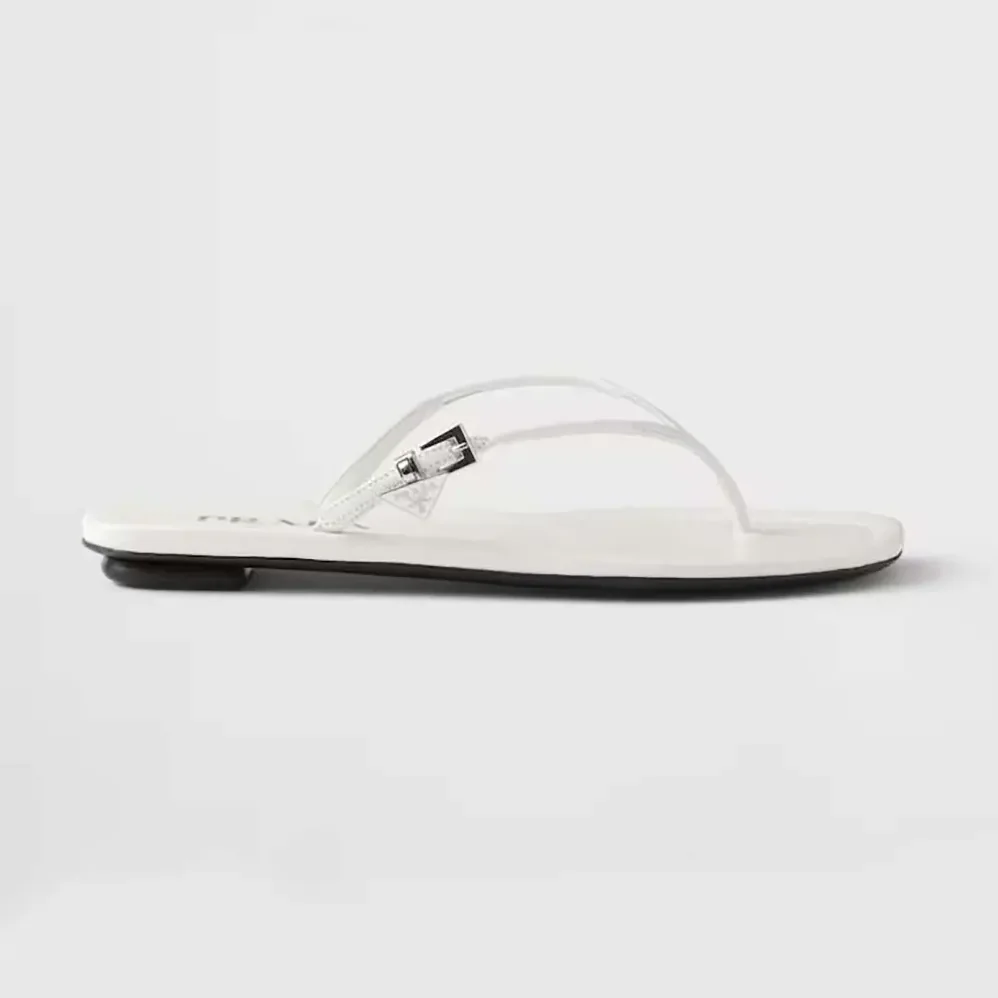 Prada Leather Thong Sandals for Women in White