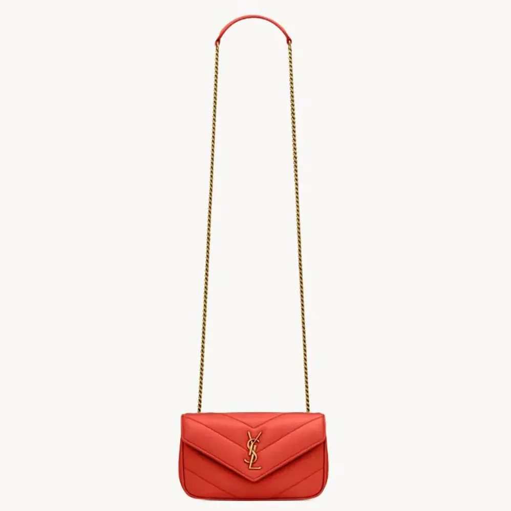 Saint Laurent YSL Loulou Mini in Lambskin for Women in Orange