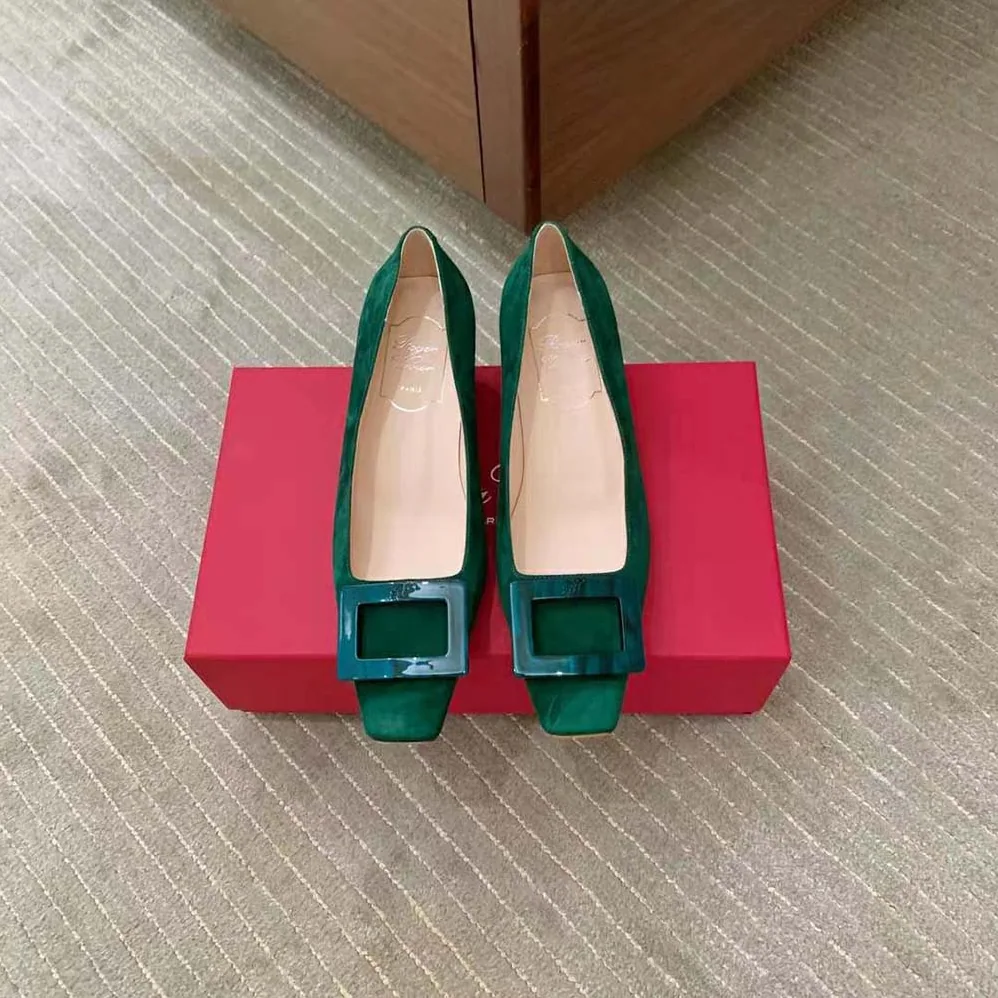 Roger Vivier Belle Vivier Stone Buckle Pumps in Suede for Women Roger Vivier Belle Vivier Stone Buckle Pumps in Suede for Women