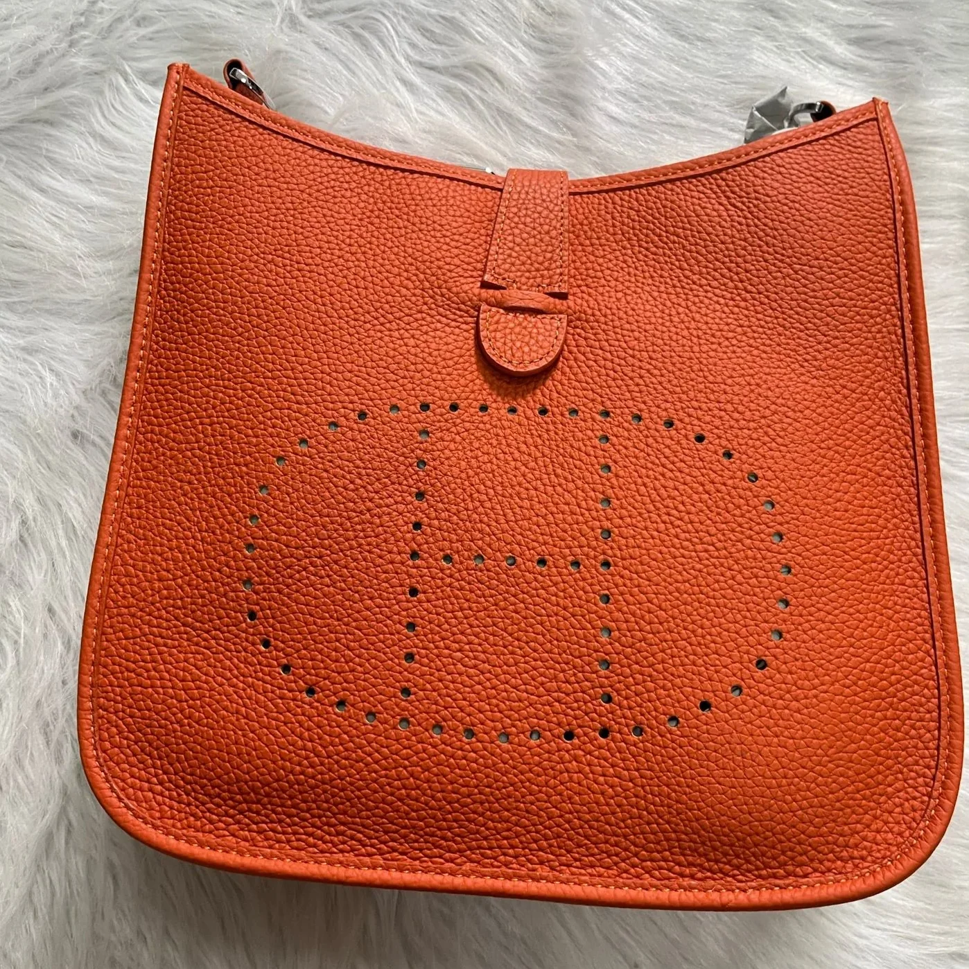 Hermes Evelyne III 29 Bag Orange With Silver in Toned Hardware