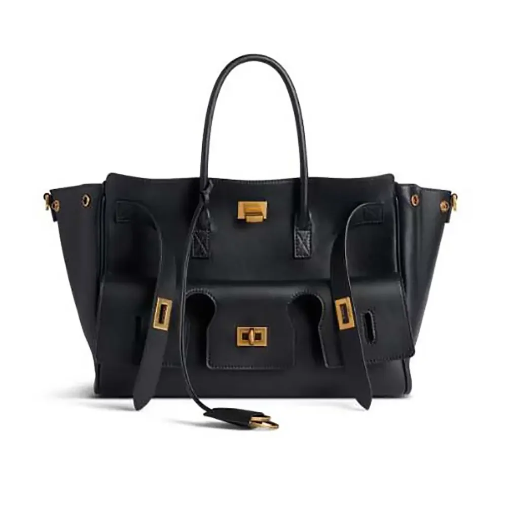 Balenciaga Bel Air Small Carry All Bag in Black Smooth Calfskin for Women in Gold Balenciaga Bel Air Small Carry All Bag in Black Smooth Calfskin for Women in Gold