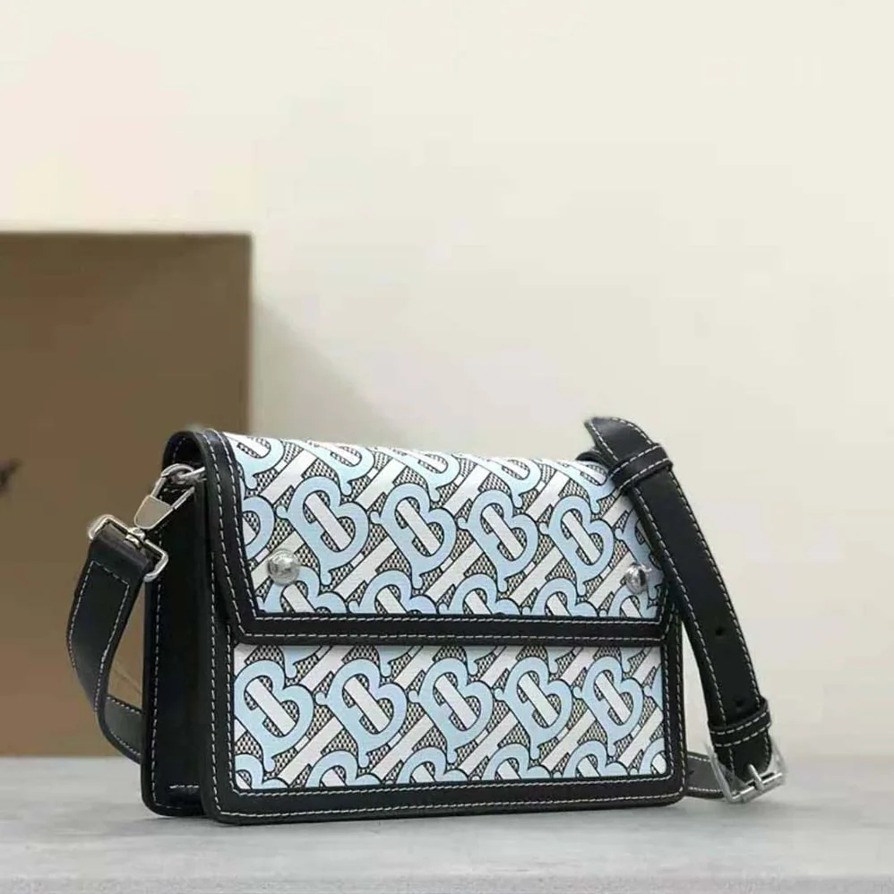 Burberry Monogram Print Canvas and Leather Crossbody Bag for Men