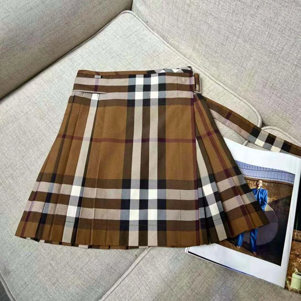Burberry Check Wool Pleated Skirt for Women Burberry Check Wool Pleated Skirt for Women