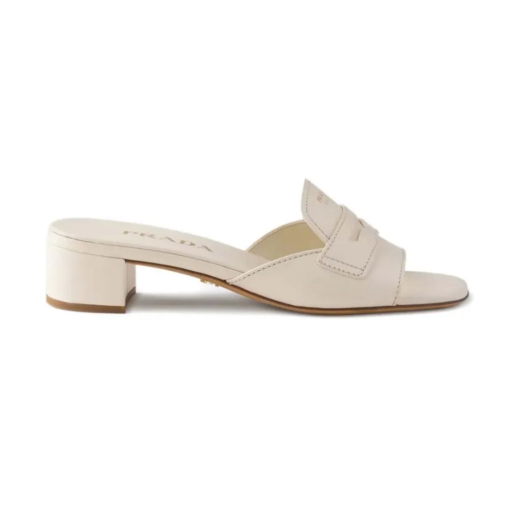 Prada Leather Sandals for Women in Chalk White Prada Leather Sandals for Women in Chalk White