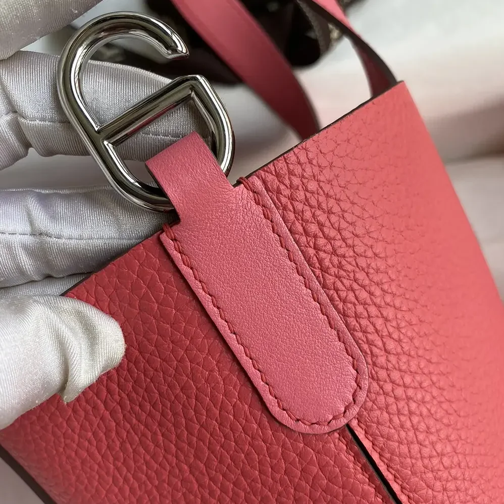 Hermes In the Loop 18 Handbag Clemence Leather for Women in Pink/Silver Hermes In the Loop 18 Handbag Clemence Leather for Women in Pink/Silver