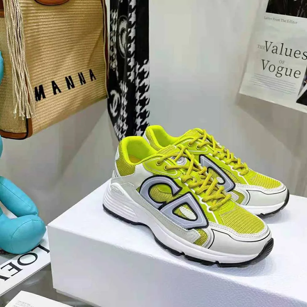 Dior B30 Sneaker Yellow Mesh and White Technical Fabric for Men