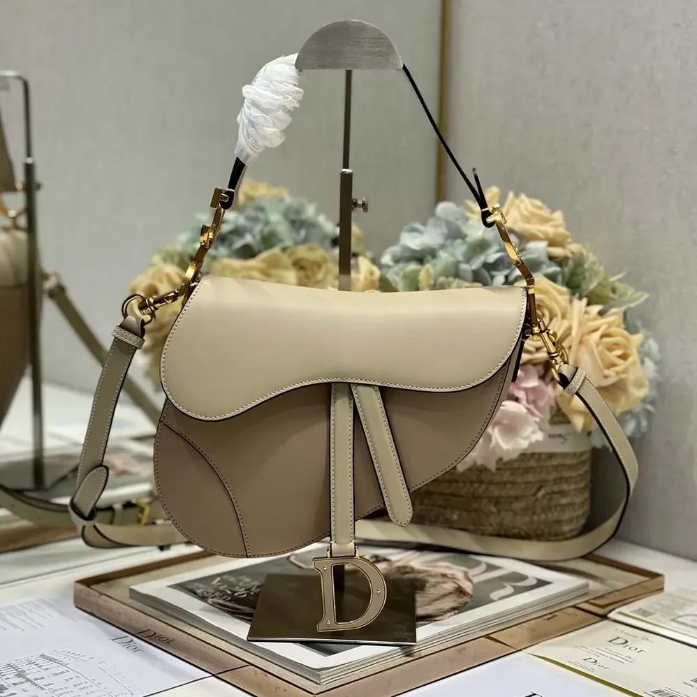 Dior Saddle Bag with Strap Two-Tone Biscuit and Trench Beige Supple Calfskin for Women Dior Saddle Bag with Strap Two-Tone Biscuit and Trench Beige Supple Calfskin for Women