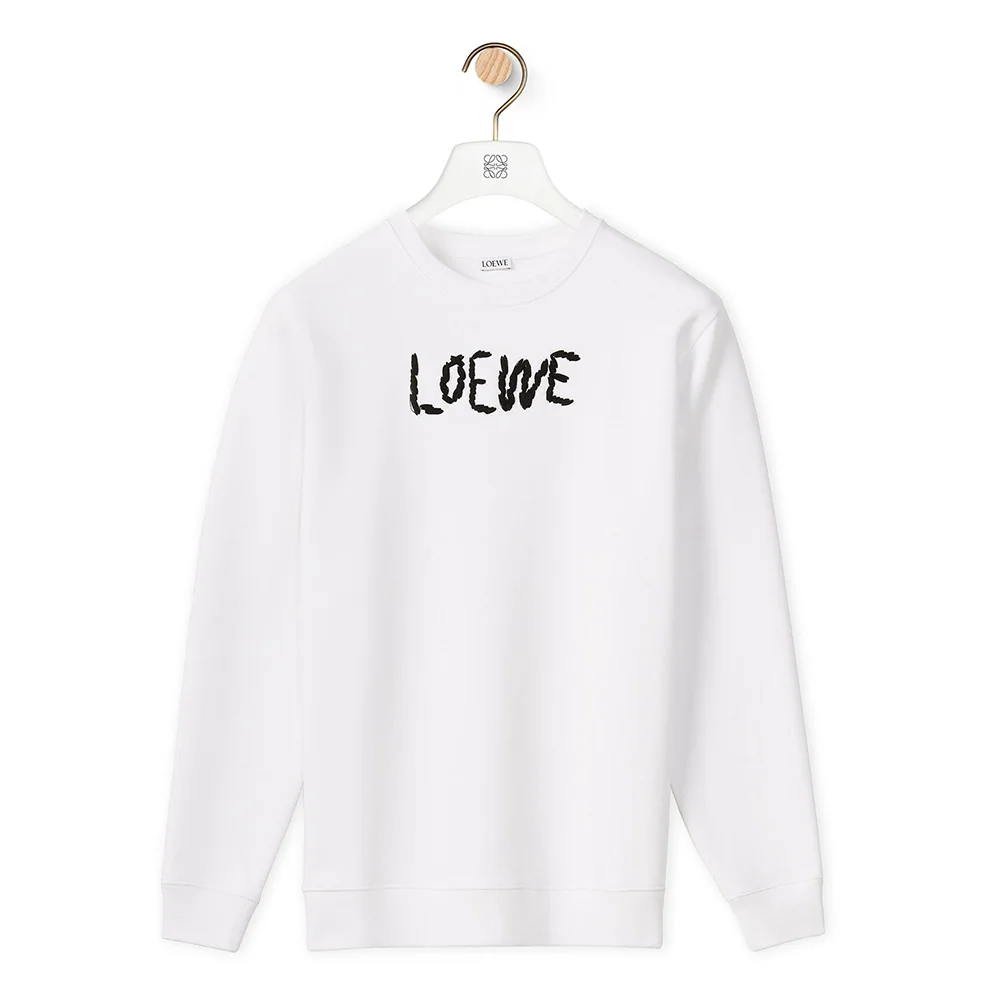 Loewe Embroidered Sweatshirt in Cotton for Women in White Loewe Embroidered Sweatshirt in Cotton for Women in White