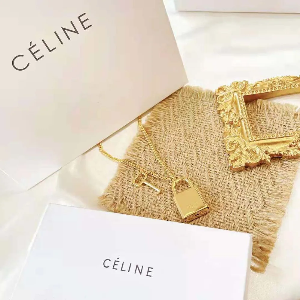 Celine Le 16 Necklace in Brass with Gold Finish for Women Celine Le 16 Necklace in Brass with Gold Finish for Women