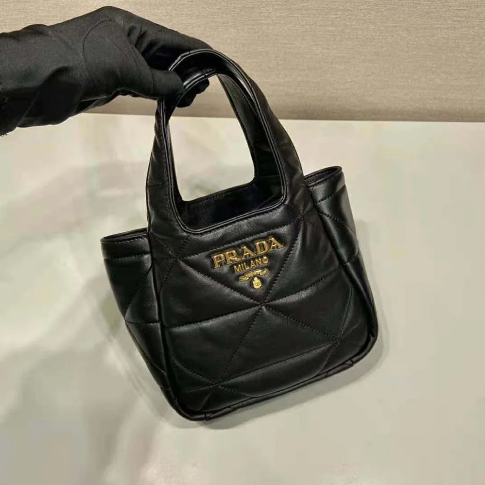 Prada Small Nappa-Leather Tote Bag with Topstitching for Women Prada Small Nappa-Leather Tote Bag with Topstitching for Women