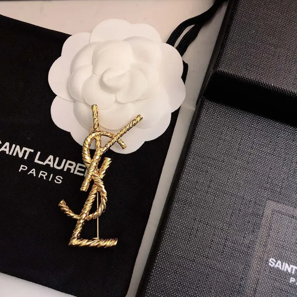 Saint Laurent YSL Cassandre YSL Brooch in Metal for Women Saint Laurent YSL Cassandre YSL Brooch in Metal for Women