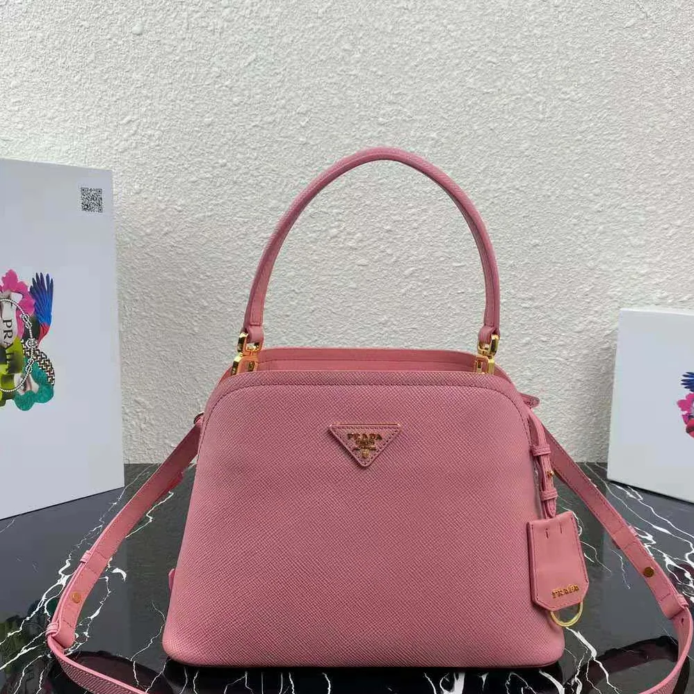 Prada Medium Saffiano Leather Prada Matinee Bag for Women in Pink Prada Medium Saffiano Leather Prada Matinee Bag for Women in Pink