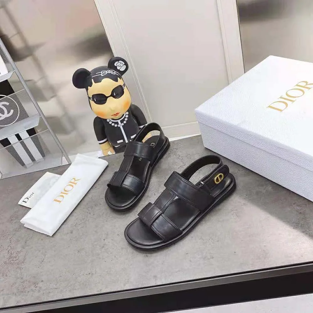 Dior Ocean Sandal Black Lambskin for Women
