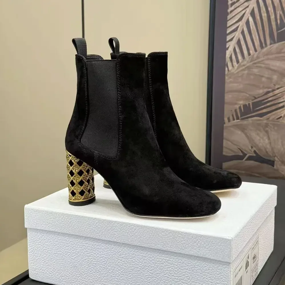 Dior Icon Heeled Ankle Boot Black Suede Goatskin for Women Dior Icon Heeled Ankle Boot Black Suede Goatskin for Women