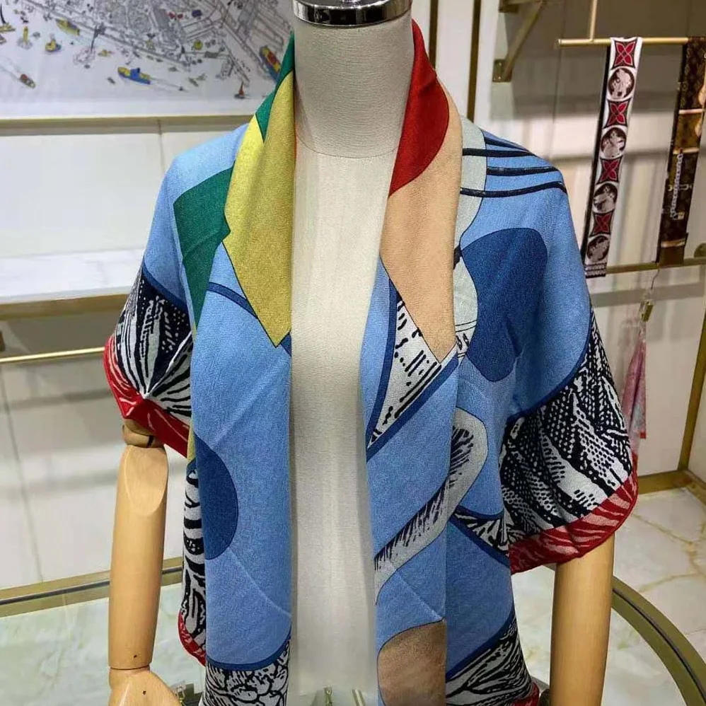 Hermes Cavalier En Formes Scarf 90 for Women in Blue