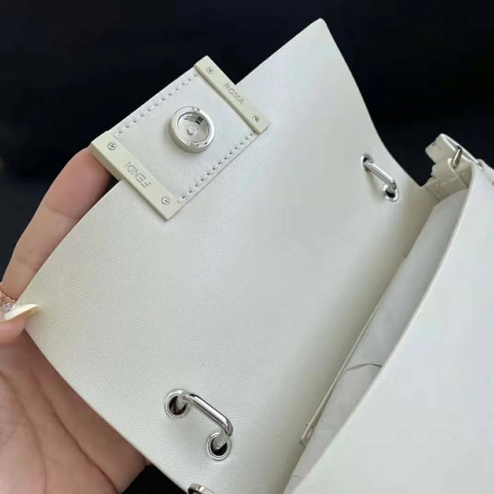 Fendi Baguette Phone Pouch White Patent Leather Pouch for Women Fendi Baguette Phone Pouch White Patent Leather Pouch for Women