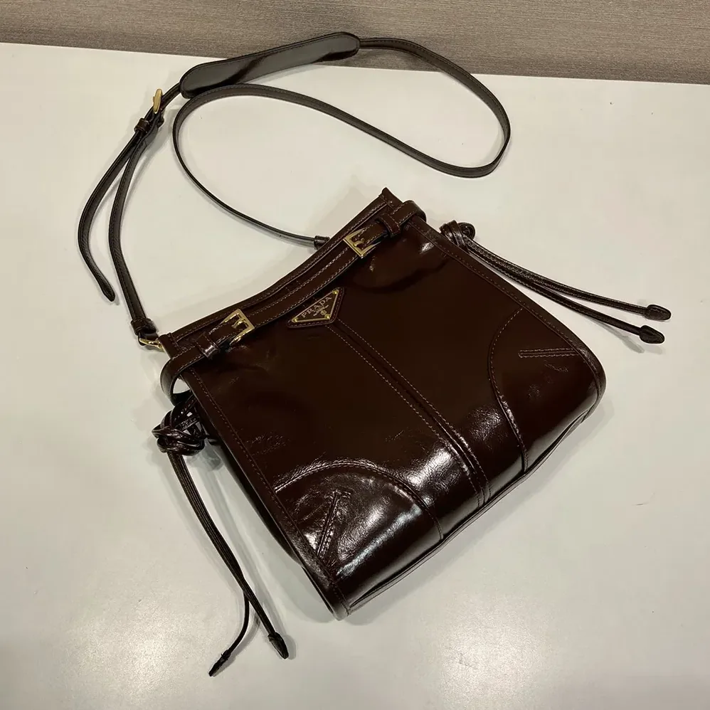 Prada Bonnie Leather Mini Shoulder Bag for Women in Dark Brown Prada Bonnie Leather Mini Shoulder Bag for Women in Dark Brown