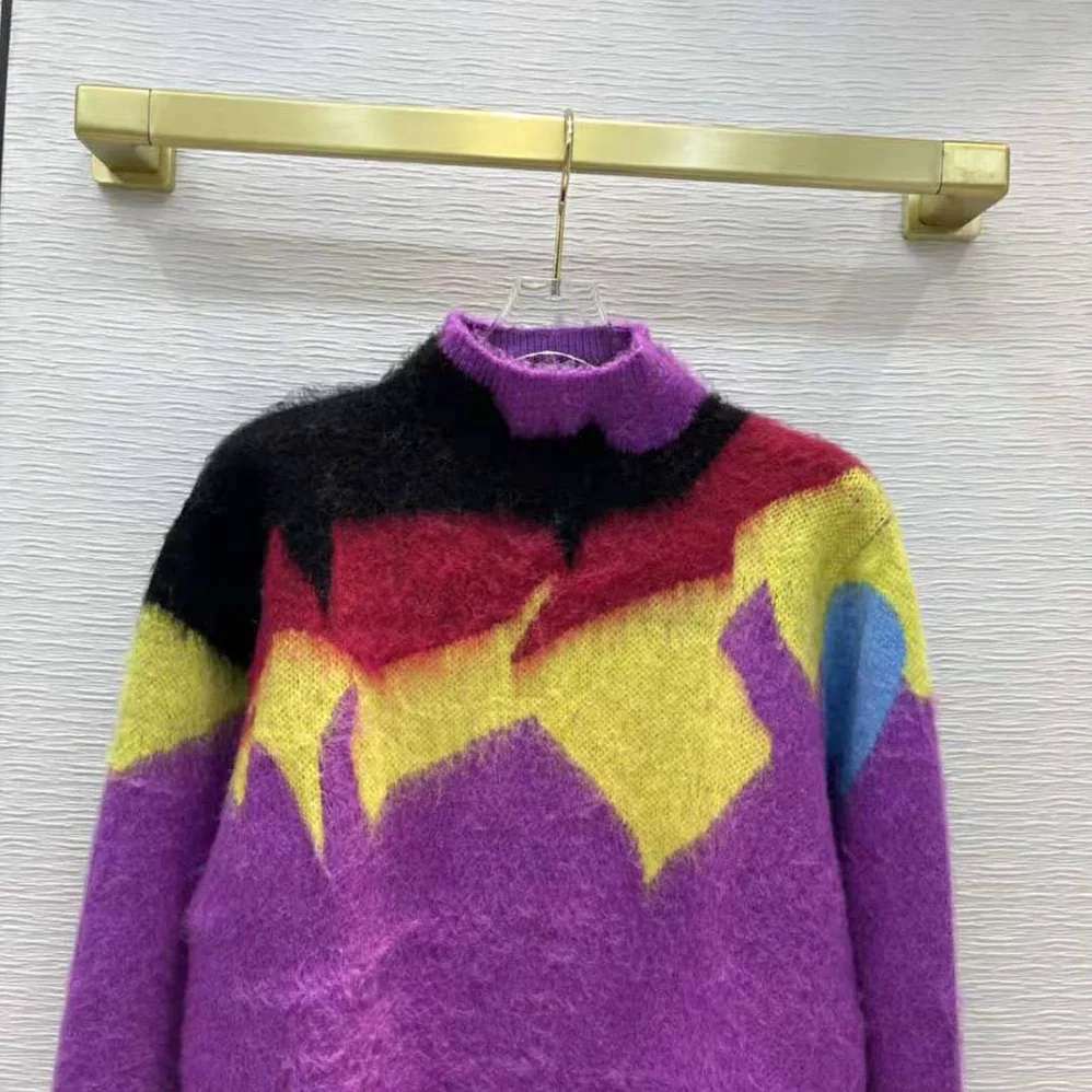Loewe Intarsia Turtle Neck Sweater in Wool for Women