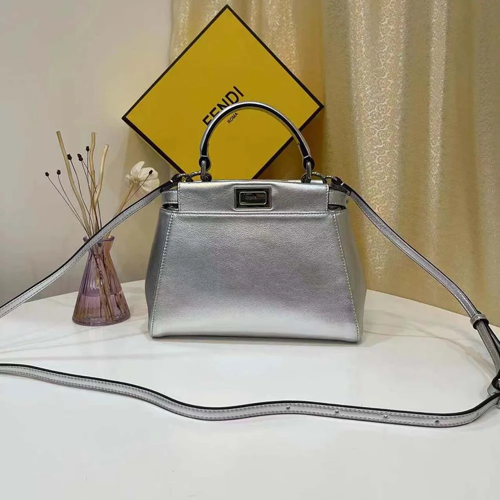 Fendi Peekaboo Iconic XS Mini for Women in Bag in Silver Fendi Peekaboo Iconic XS Mini for Women in Bag in Silver