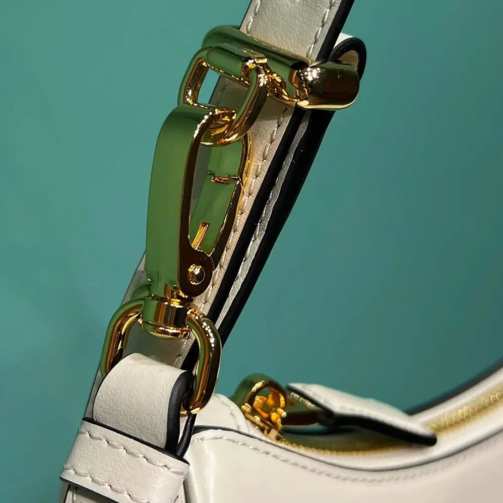 Prada Arqué Mini Leather Shoulder Bag for Women in White Prada Arqué Mini Leather Shoulder Bag for Women in White