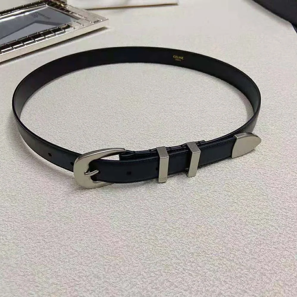 Celine Medium Western Belt in Smooth Calfskin for Women in Silver