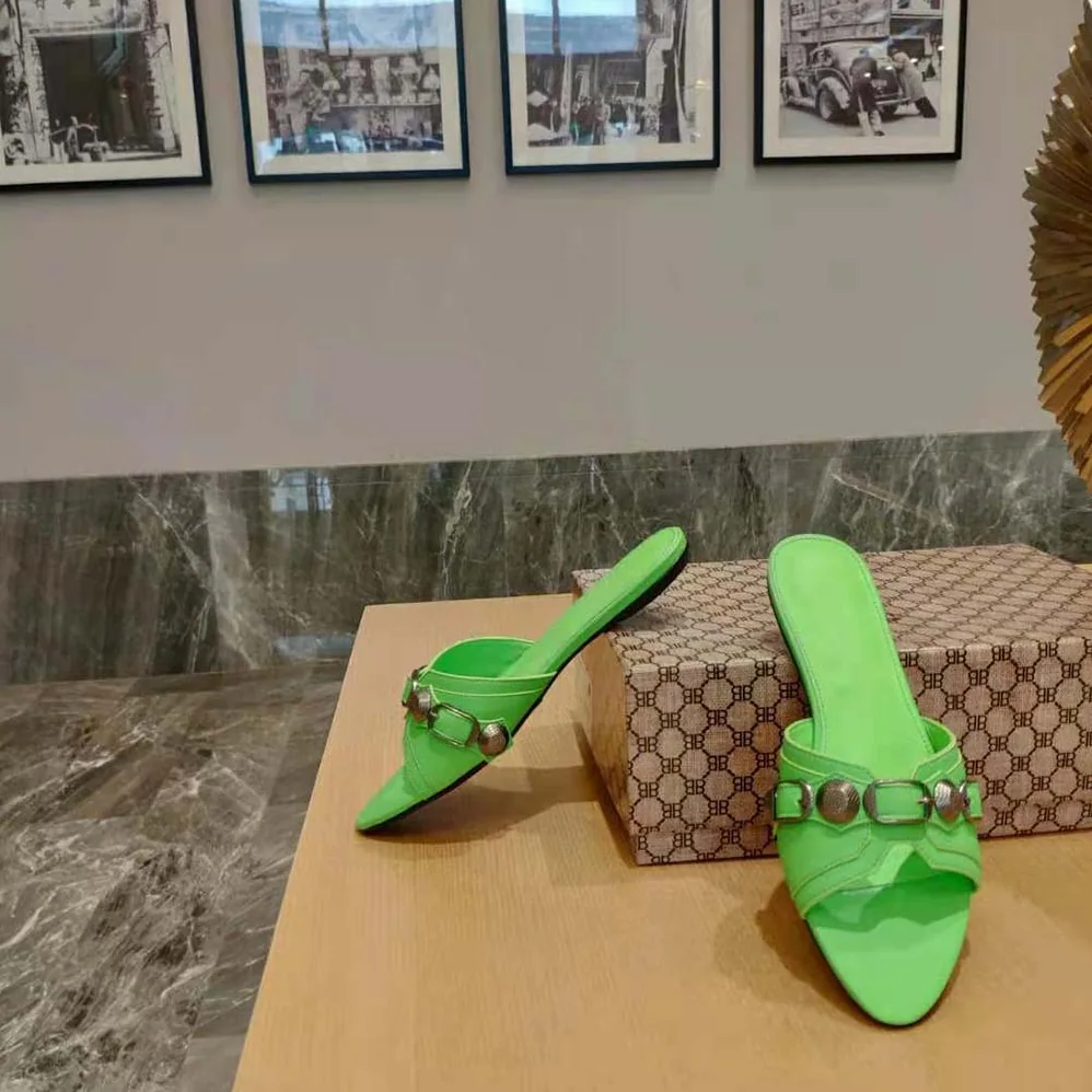 Balenciaga Cagole Sandal in Bright Green Arena Lambskin for Women