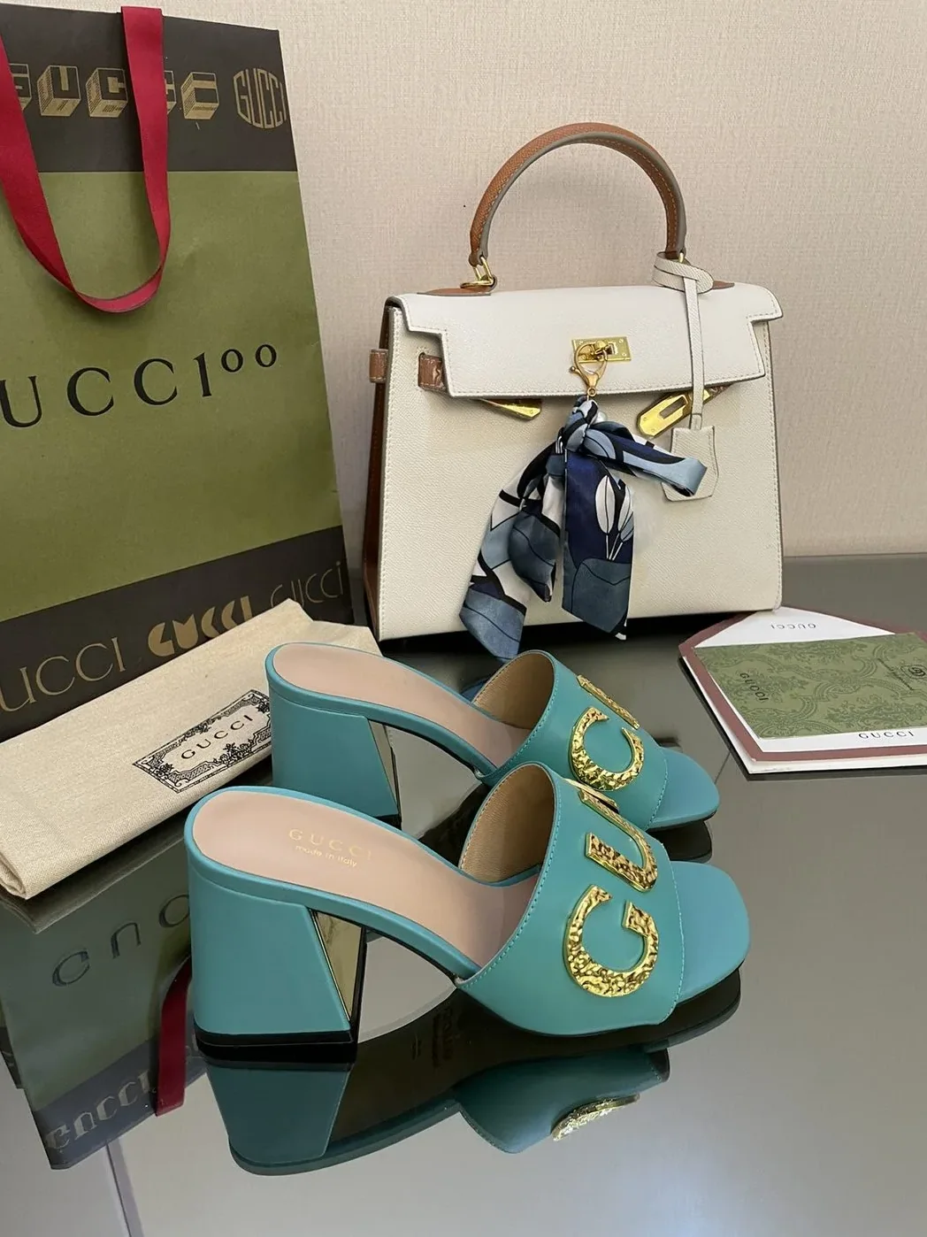 Gucci ‘Gucci' Slide Sandal Jade Green for Women Gucci ‘Gucci' Slide Sandal Jade Green for Women