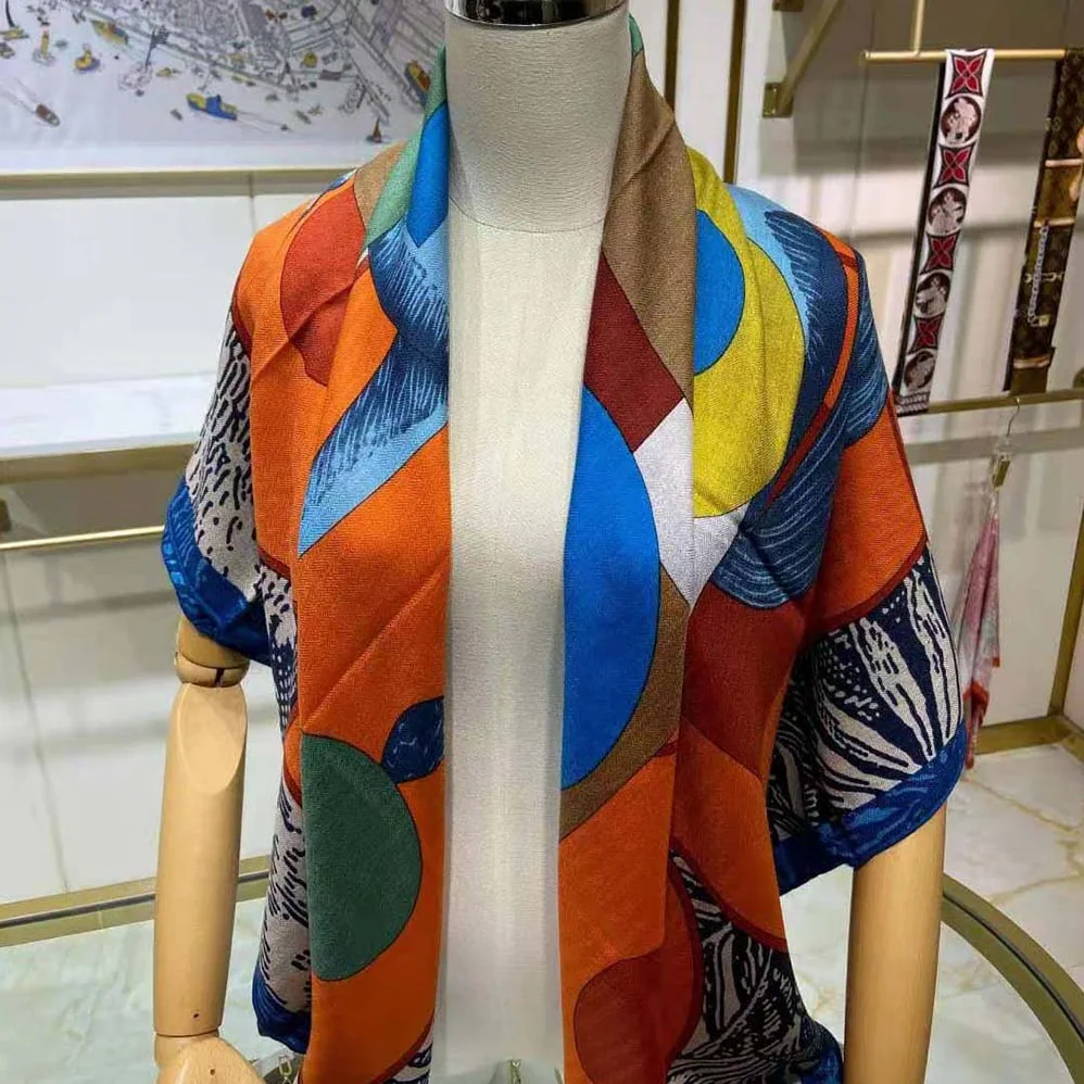 Hermes Cavalier En Formes Scarf 90 for Women in Orange