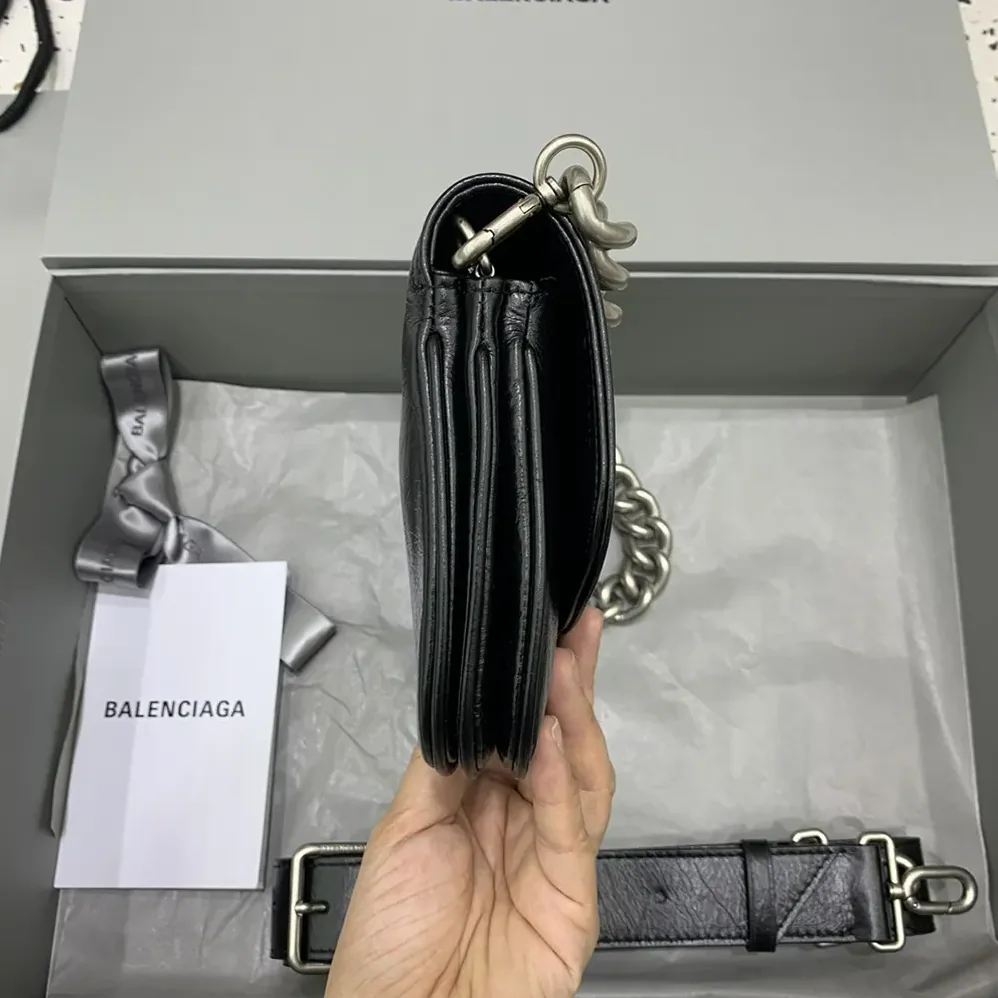 Balenciaga BB Soft Small Flap Bag in Black Peach Calfskin for Women
