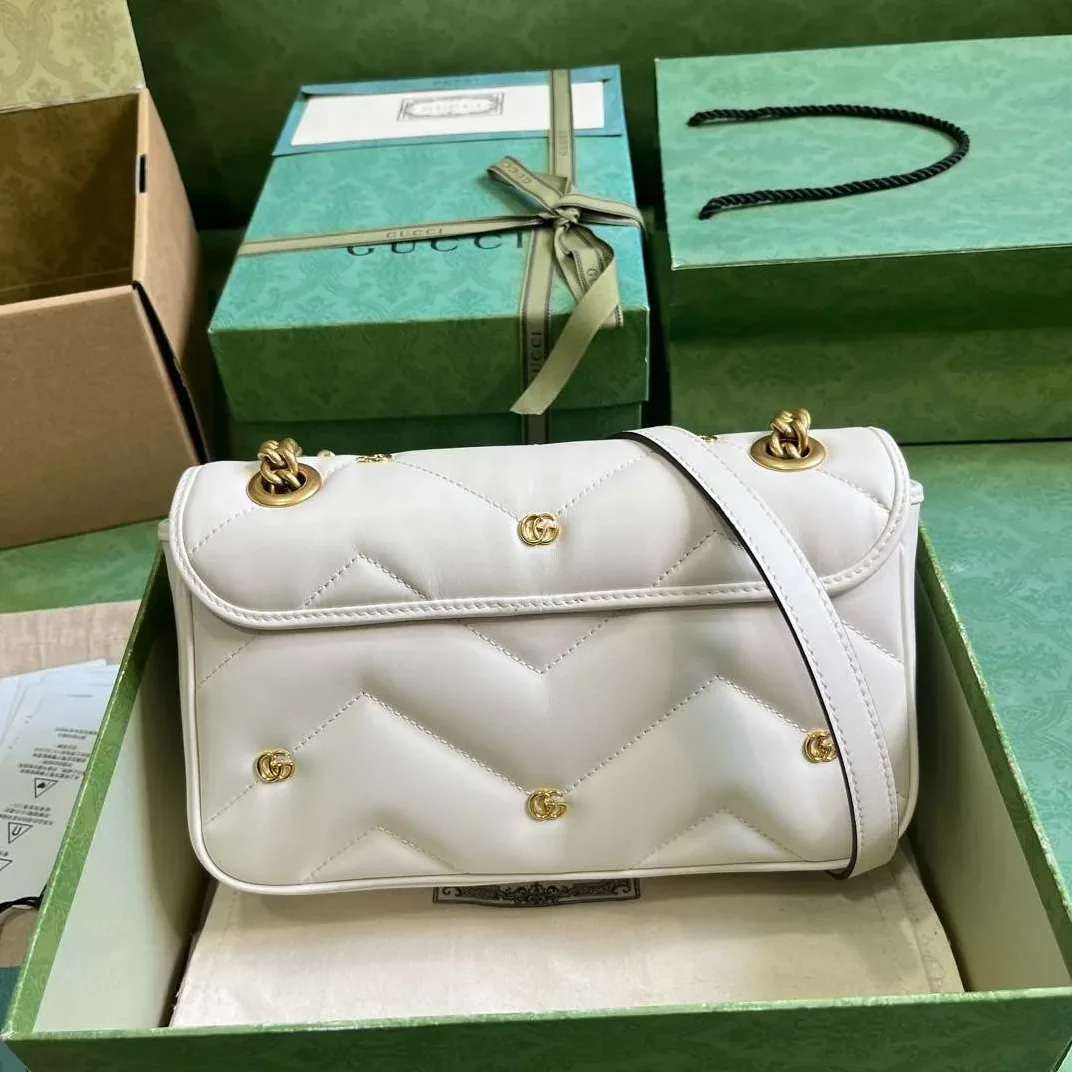 Gucci Marmont Matelasse Mini Shoulder Bag in White Gold Hardware Gucci Marmont Matelasse Mini Shoulder Bag in White Gold Hardware