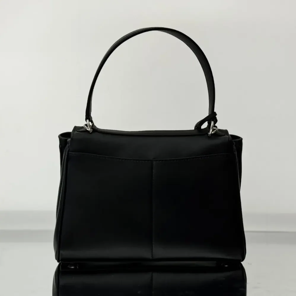 Balenciaga Rodeo Handbag Small In Black Smooth Calfskin Aged for Women in Silver Hardware