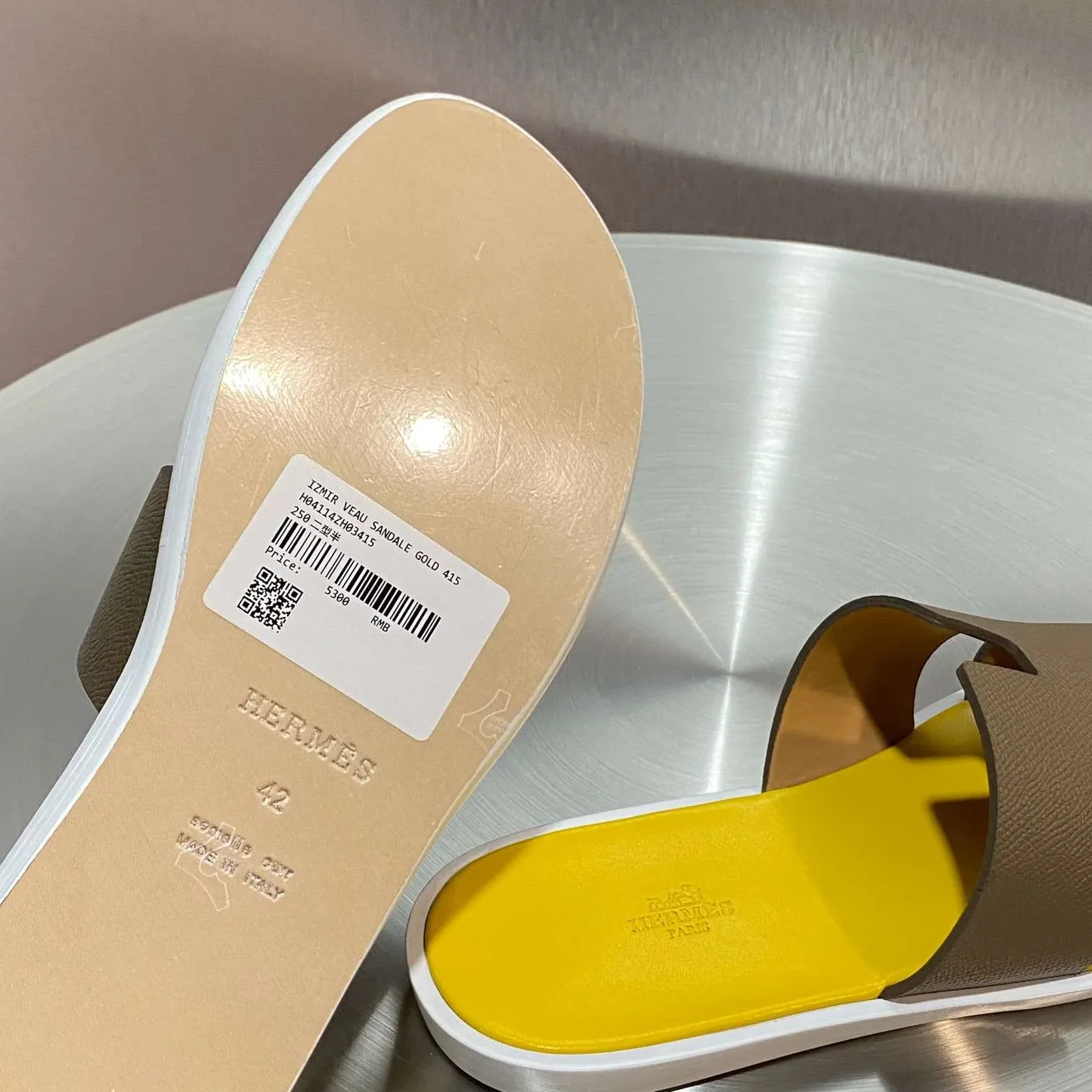 Hermes Oran Sandals Taupe in Yellow Hermes Oran Sandals Taupe in Yellow