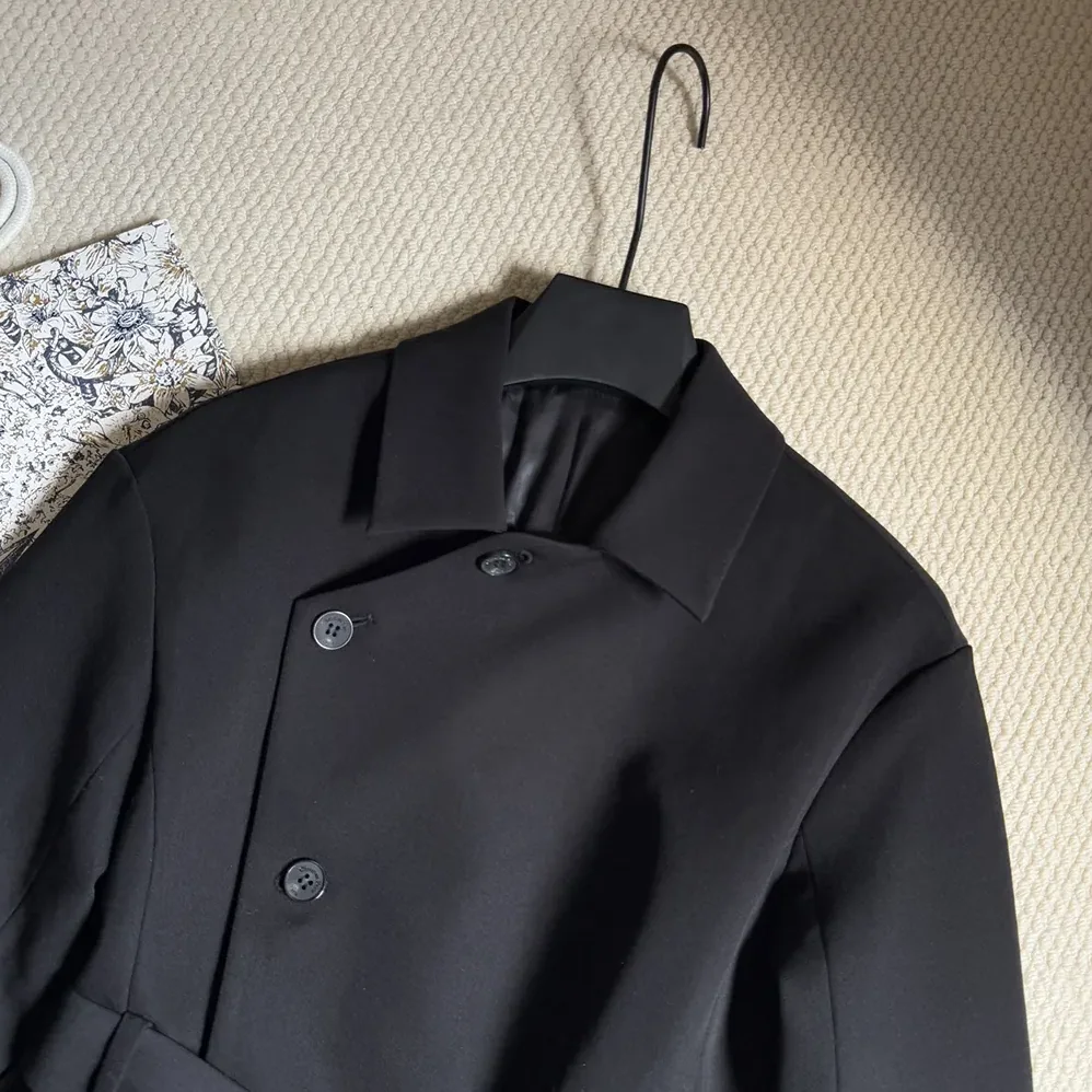 Dior Belted Jacket Black Virgin Wool and Silk Gabardine for Women