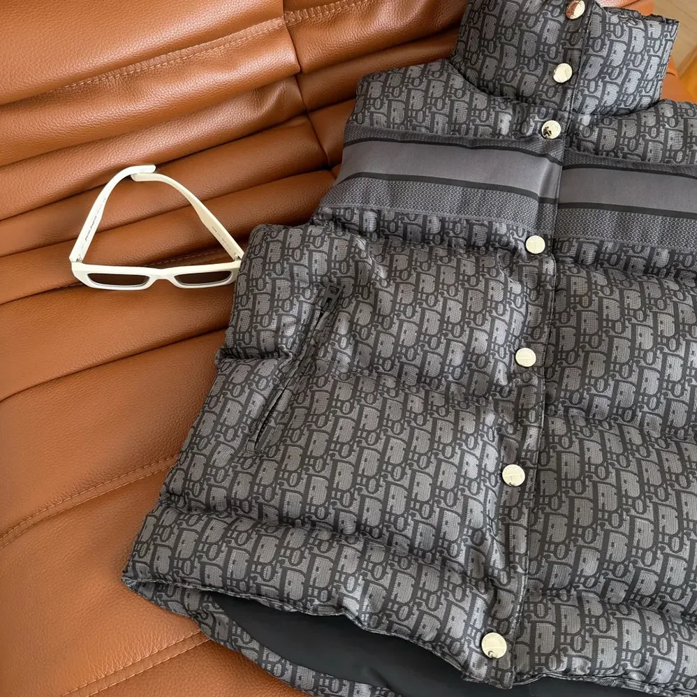 Dior Oblique Down Vest Black Cotton for Women in Blend Jacquard Dior Oblique Down Vest Black Cotton for Women in Blend Jacquard