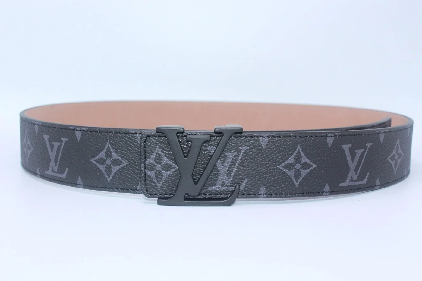Black Monogram style Leather Belt