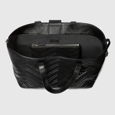 Gucci Marmont Medium Tote Bag in Black Tonal Enameled Hardware