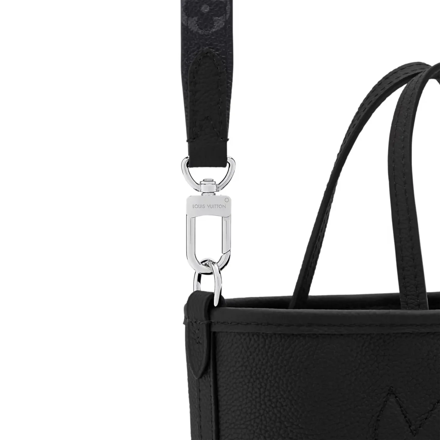Louis Vuitton Neverfull Bandouliere Inside Out BB Tote Bag in Black Silver Hardware