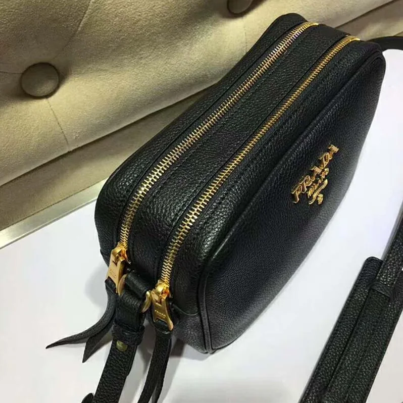 Prada Calf Leather Shoulder Bag for Women in Black Prada Calf Leather Shoulder Bag for Women in Black