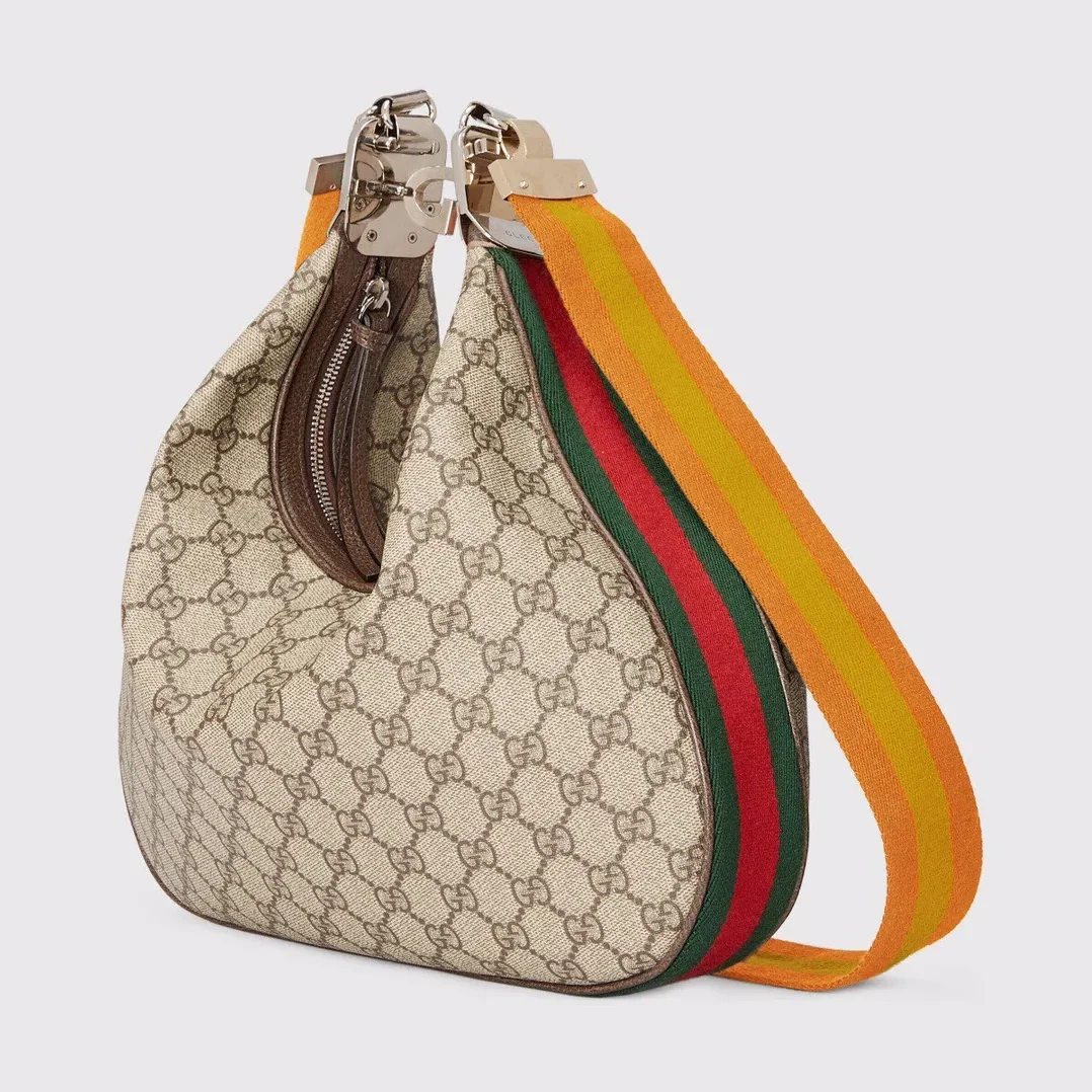Gucci Atache Large Shoulder Bag in Beige And Multicolor