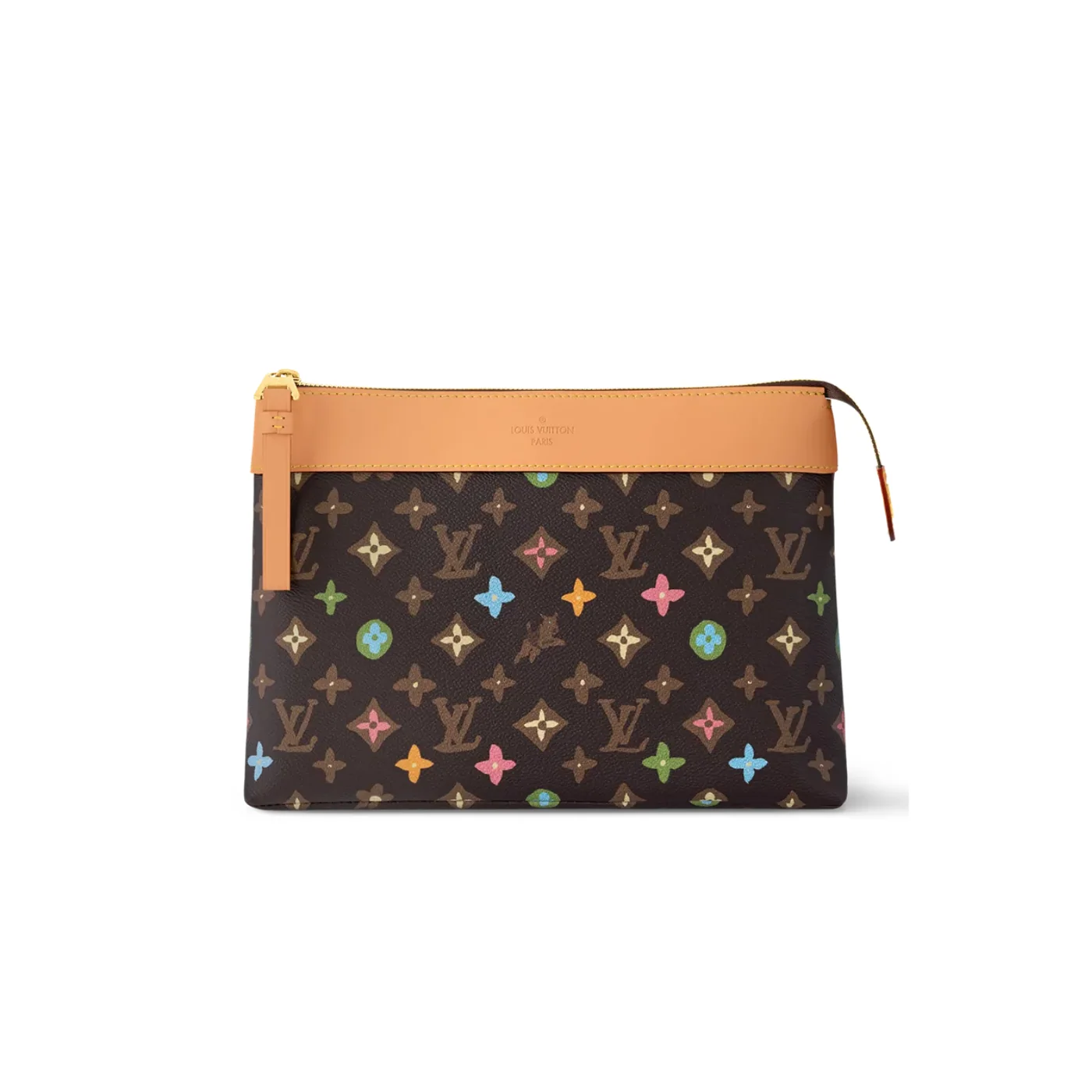 Louis Vuitton Pochette Voyage Souple Pouch / Brown Monogram Craggy Gold Hardware