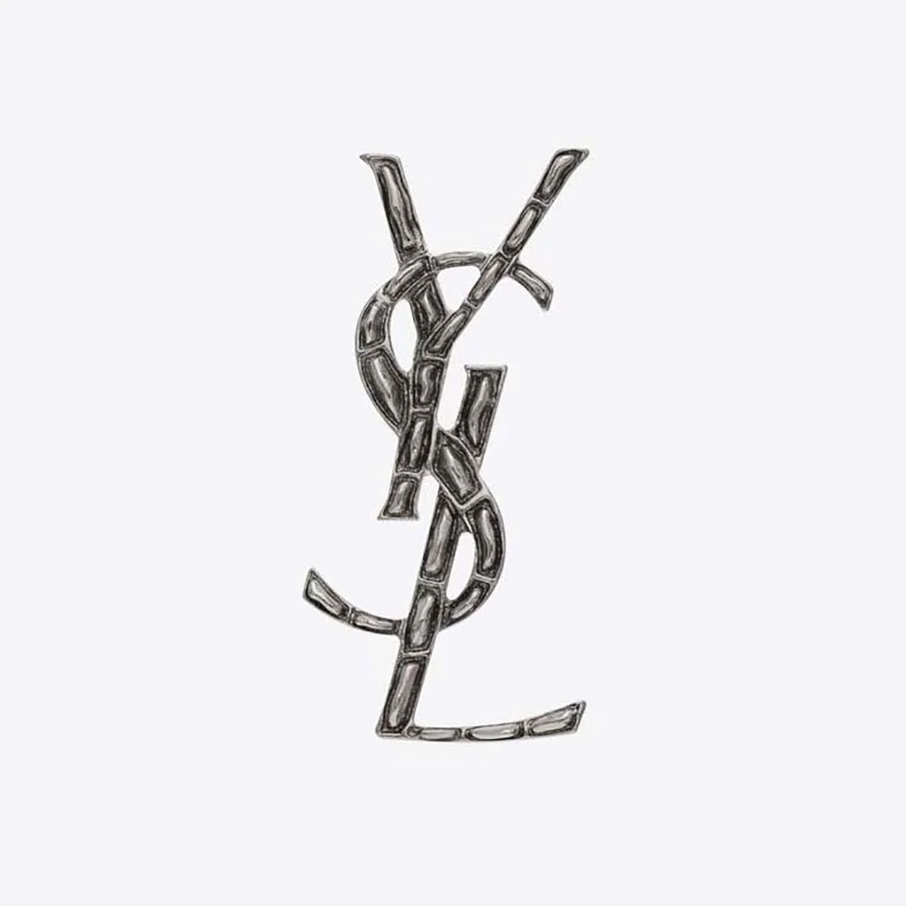 Saint Laurent YSL Opyum YSL Crocodile Brooch in Silver Brass for Women