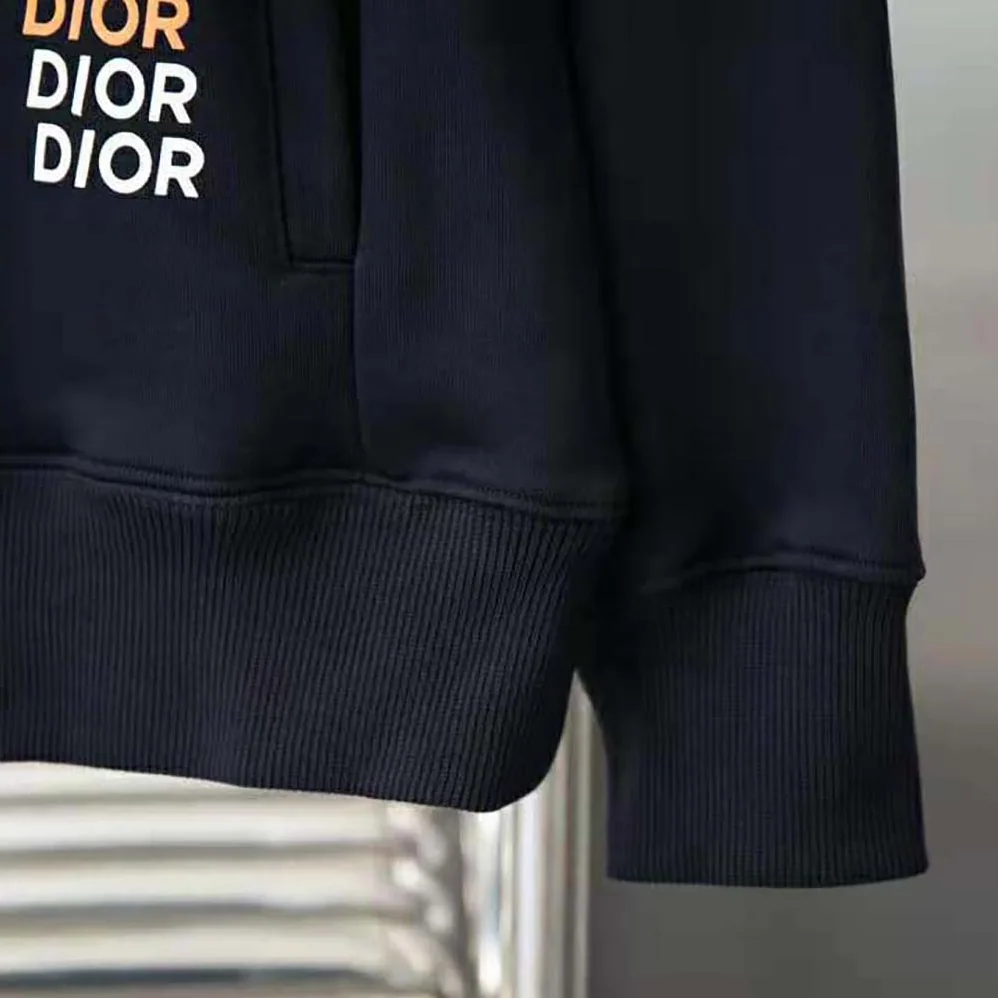 Dior Relaxed-fit Hooded Sweatshirt Black Cotton Fleece for Men Dior Relaxed-fit Hooded Sweatshirt Black Cotton Fleece for Men