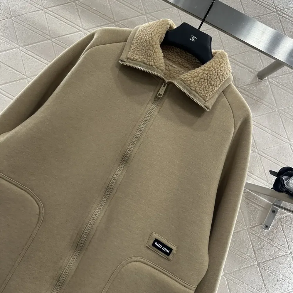Miu Miu Cotton Fleece Zipper Blouson Jacket for Women