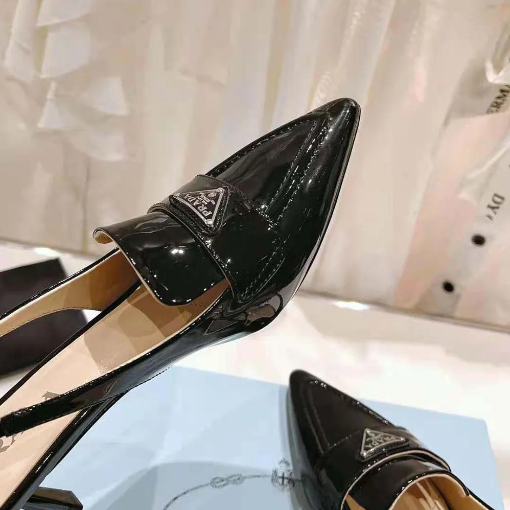Prada Patent Leather Slingbacks for Women in Black